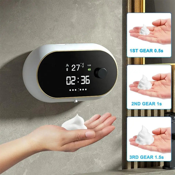 موزع الصابون الرغوي السائل الإبداعي عرض درجة حرارة الوقت جسم الإنسان التعريفي غسل اليد موزع الصابون الأوتوماتيكي مقاوم للماء